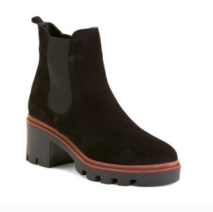 NWOT Antonio de Faria black suede leather Chelsea boots